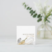Glitter Gold Silver Pastry bakkerij luxe Vierkante Visitekaartje (Staand voorkant)