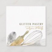 Glitter Gold Silver Pastry bakkerij luxe Vierkante Visitekaartje (Voorkant)