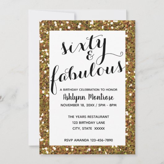 Glitter Gold Sixty & Fabulous Kaart (Voorkant)