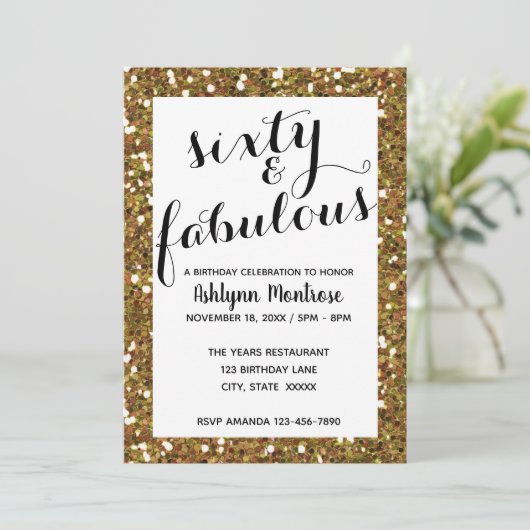 Glitter Gold Sixty & Fabulous Kaart (Staand voorkant)