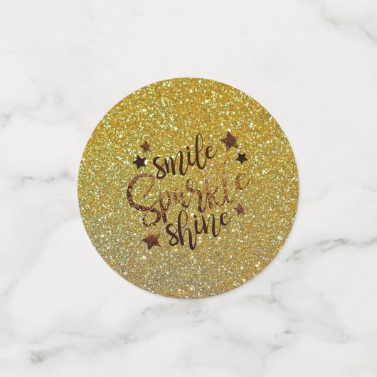 Glitter Gold Smile, Shine, Sparkle Table Confetti (Kleine voorkant)