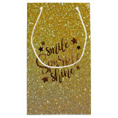 Glitter Gold Smile, Sparkle, Shine Klein Cadeauzakje (Achterkant)