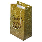 Glitter Gold Smile, Sparkle, Shine Klein Cadeauzakje (Voorkant Gekanteld)