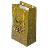 Glitter Gold Smile, Sparkle, Shine Klein Cadeauzakje (Achterkant Gekanteld)