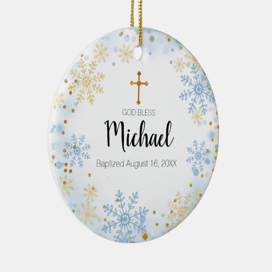 GLITTER Gold Snowflake Baptisme Ornament God Bless (Rechts)