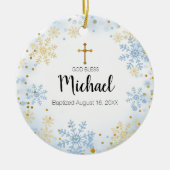 GLITTER Gold Snowflake Baptisme Ornament God Bless (Voorkant)