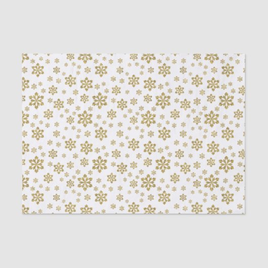 Glitter Gold Snowflakes op wit Tissuepapier (Voorkant)