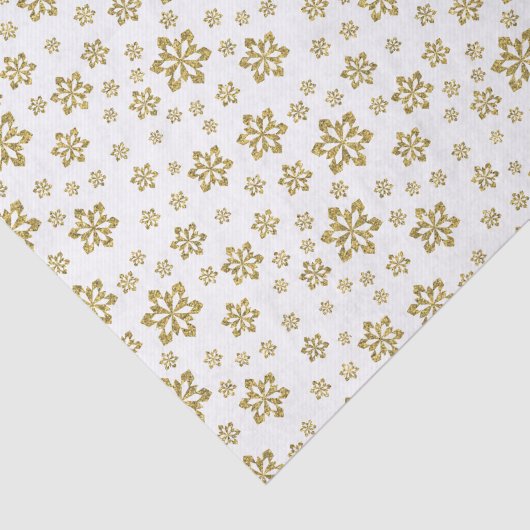 Glitter Gold Snowflakes op wit Tissuepapier (Detail)