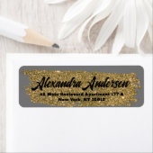 Glitter Gold Sparkly Brushstroke Retouradres Etiket (Insitu)