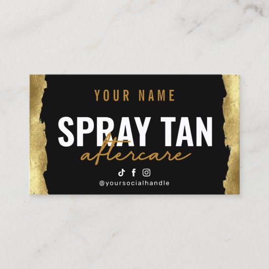 Glitter Gold Spray Tan Nastruction Card Visitekaartje (Voorkant)