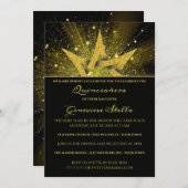 Glitter Gold Star Quinceanera Kaart (Voorkant / Achterkant)