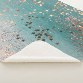 Glitter Gold Stars op Blauwgroen Sherpa Deken (3/4)