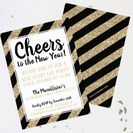 Glitter Gold Stripe Cheers naar het nieuwjaar! Kaart