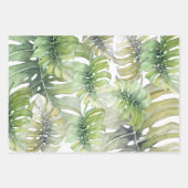 Glitter Gold Tropical Monstera Waterverf Patroon Inpakpapier Vel (Voorkant 2)