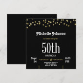 Glitter Gold uitnodiging voor 50e verjaardag (Voorkant / Achterkant)