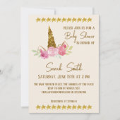 Glitter Gold Unicorn Rozen Girl Baby shower Kaart (Voorkant)