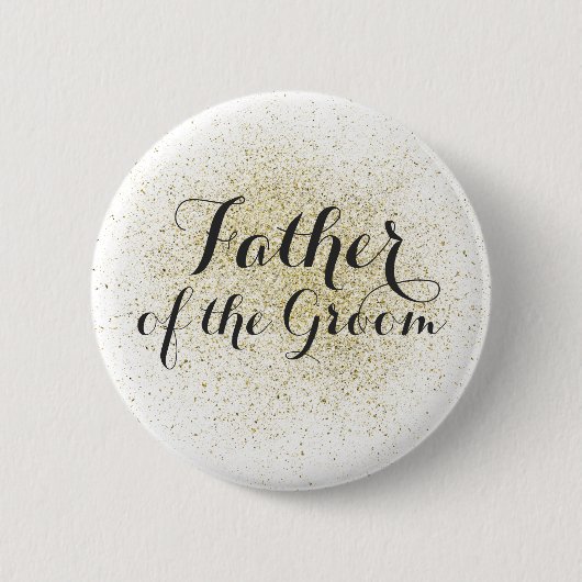 Glitter Gold Vader van de Bruidegom Button (Voorkant)