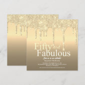 Glitter Gold Vijftig en Fabulous Verjaardag Kaart (Voorkant / Achterkant)