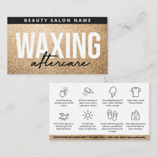 Glitter Gold Waxing Aftercare Card Hair Verwijdere Visitekaartje