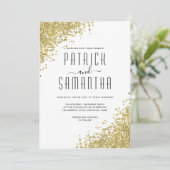 Glitter Gold Wedding Uitnodiging (Staand voorkant)