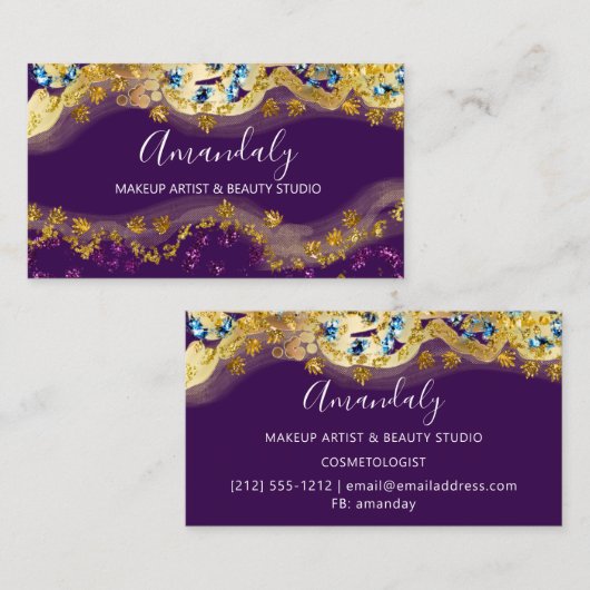 Glitter Gold White Event Planner Stylist Plum Visitekaartje (Voorkant / Achterkant)