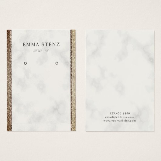 Glitter Gold White Marble ・ Veroorbaar beeldscherm Visitekaartje (Voorkant /achterkant)