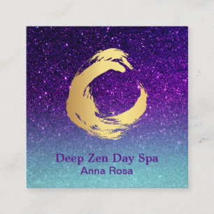 *~* Glitter Gold Zen Spiral Meditation Reiki Vierkante Visitekaartje