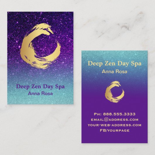 *~* Glitter Gold Zen Spiral Meditation Reiki Visitekaartje (Voorkant / Achterkant)