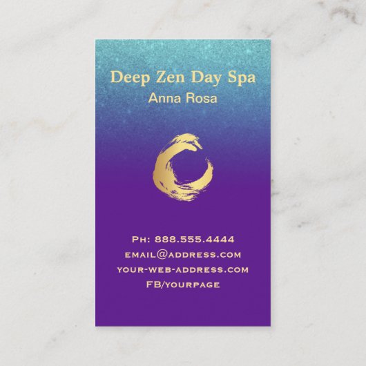 ** Glitter Gold Zen Spiral Reiki Meditatie Visitekaartje (Achterkant)