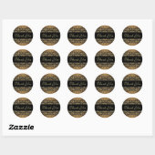 Glitter Golden Dank je Ronde Sticker (Vel)