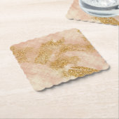 *~* Glitter Golden getextureerd Blush Pink Kartonnen Onderzetters (Gebogen)