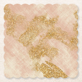 *~* Glitter Golden getextureerd Blush Pink Kartonnen Onderzetters