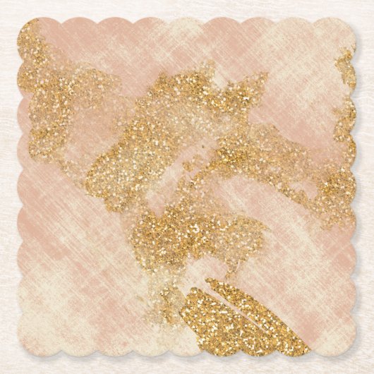 *~* Glitter Golden getextureerd Blush Pink Kartonnen Onderzetters (Voorkant)