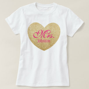 Glitter Golden Heart gepersonaliseerd mevrouw 2 T-shirt