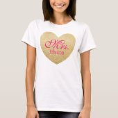 Glitter Golden Heart gepersonaliseerd mevrouw 2 T-shirt (Voorkant)