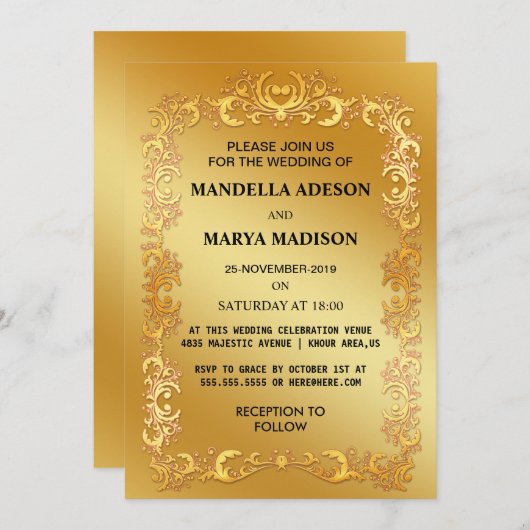 Glitter Golden Kaart (Voorkant / Achterkant)