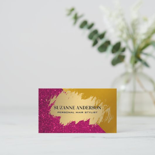 Glitter Golden Metallic Visitekaartje (Staand voorkant)