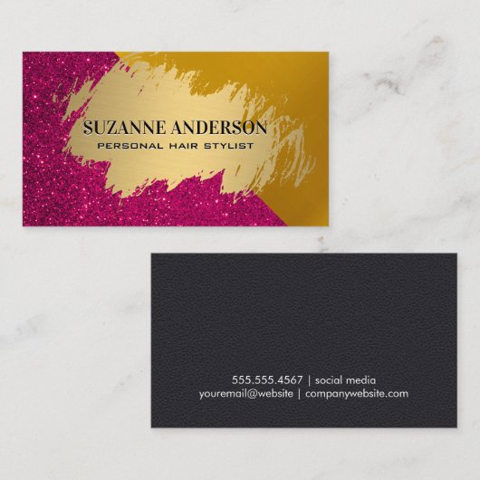 Glitter Golden Metallic Visitekaartje (Voorkant / Achterkant)