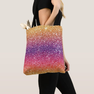 Glitter Golden Paarse Ombre Tote Bag