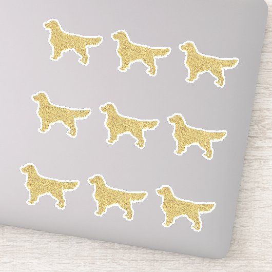 Glitter Golden Retriever set van 9 Die Cut Sticker (Detail)