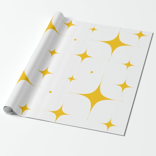 Glitter Golden Star Wrapping Paper Cadeaupapier (Uitgerold)