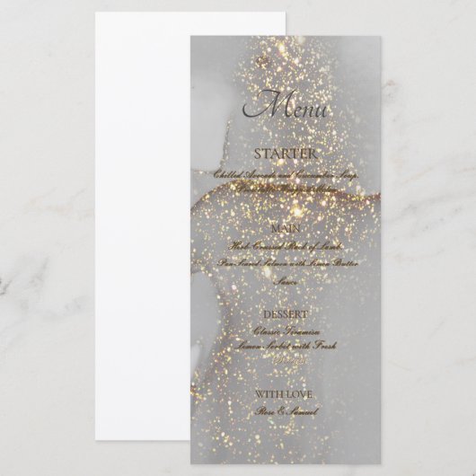 Glitter Goud Alcohol Inkt Chic Plat Menu (Voorkant / Achterkant)