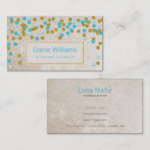 Glitter Goud Blauw confetti Moderne Visitekaartjes (Voorkant / Achterkant)