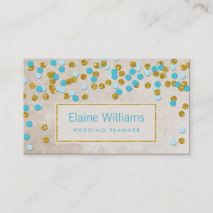 Glitter Goud Blauw confetti Moderne Visitekaartjes