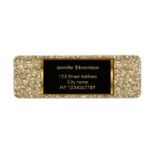 Glitter goud bling classy retouradres etiket (Voorkant)