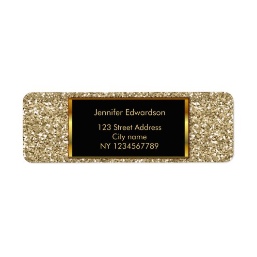 Glitter goud bling classy retouradres etiket (Voorkant)
