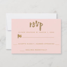 Glitter Goud Blush Roze Bruiloft Eenvoudige RSVP