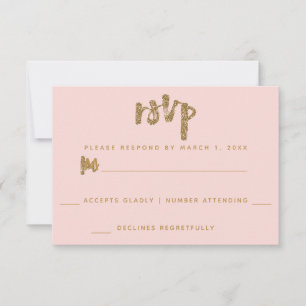 Glitter Goud Blush Roze Bruiloft Eenvoudige RSVP