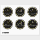 Glitter Goud Bruiloft Monogram Afdichtingen Ronde Sticker (Vel)