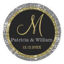 Glitter Goud Bruiloft Monogram Afdichtingen